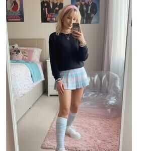 Vtg Y2K Pinwheels Black USA Crew Neck Ribbed Long Sleeve Top Womans Size Medium